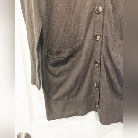 Sanctuary Long Cardigan Sweater olive army green NWT M button down cotton pocket - Picture 3 of 8